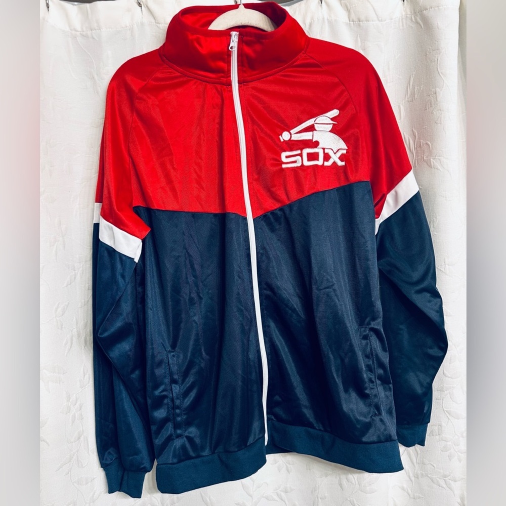 Chicago White Sox Y2K  Baseball Team Track, Athletic Zipper Up Jacket Adult M